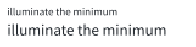 Two lines of Source Sans Pro at 9 and 13 pixels per em, unhinted and magnified four times: stems and bowls land in gray between pixel columns