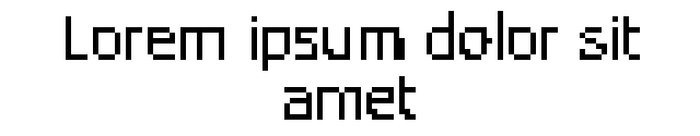 Lorem ipsum dolor sit amet in Tahoma at 8 points on a 128 by 64 pixel canvas, aliased and unhinted, magnified five times: strokes land off the grid and the letterforms deform