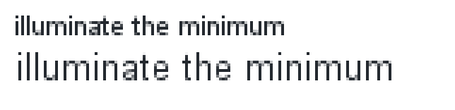 The same two lines of Arial with full hinting: nearly every stem is a single black pixel column on a steady baseline