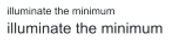 Two lines of Arial at 9 and 13 pixels per em with no hinting, magnified four times: stems smear across neighboring pixel columns in shades of gray