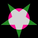 Polygon difference of a star and circle